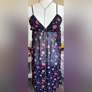 Forever 21 Floral Chiffon Strappy Midi Slip EMPIRE Dress Boho Size s